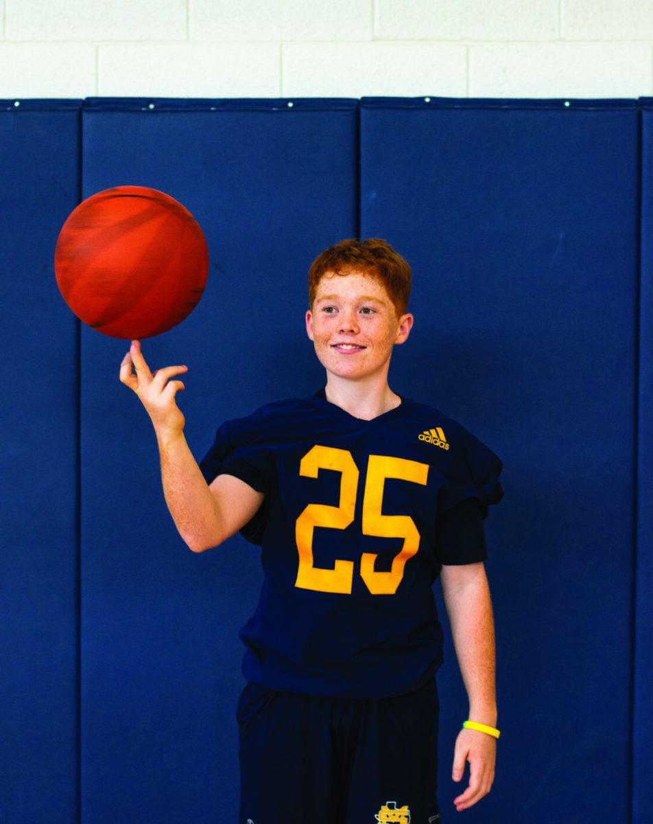 A WHOLE NEW WORLD A natural basketball player, Davison has learned a lot about America and St. Mark’s through playing football.