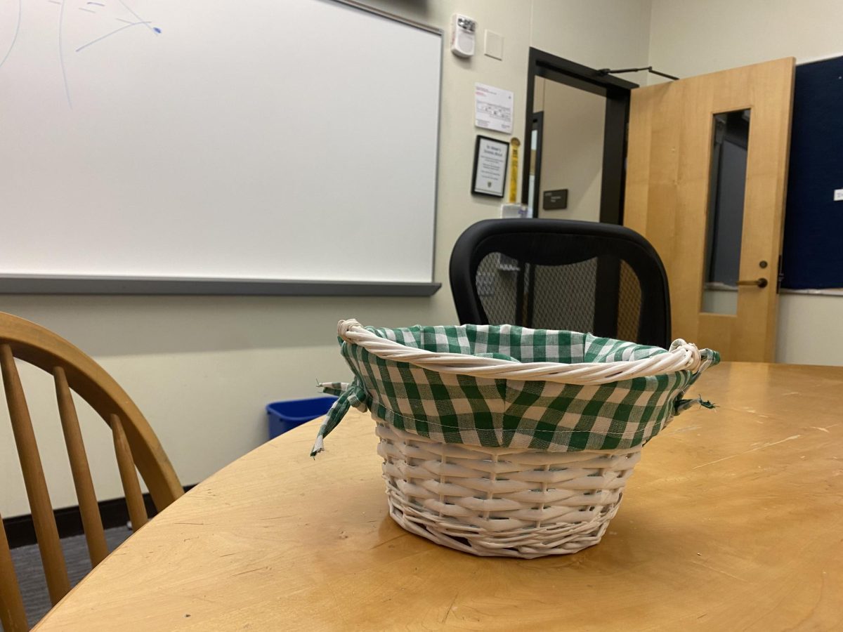 An empty basket for the Spring Basket Drive.