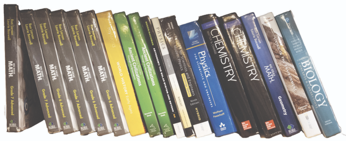 A WIDE SELECTION The school features several different science textbooks for students to freely choose from.