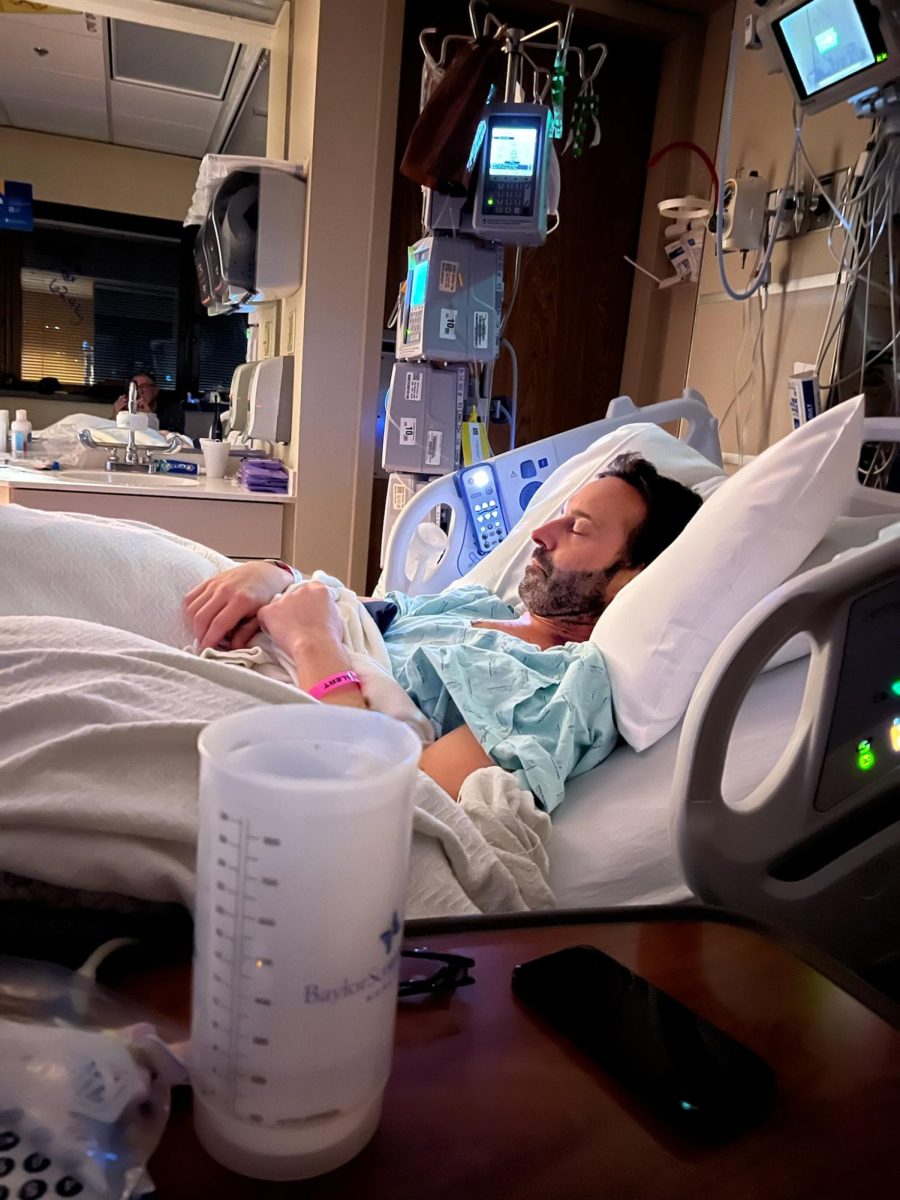 IN THE THICK OF IT With wires hooked up to every part of his body, Lange tries to rest after going through the taxing transplant surgery.