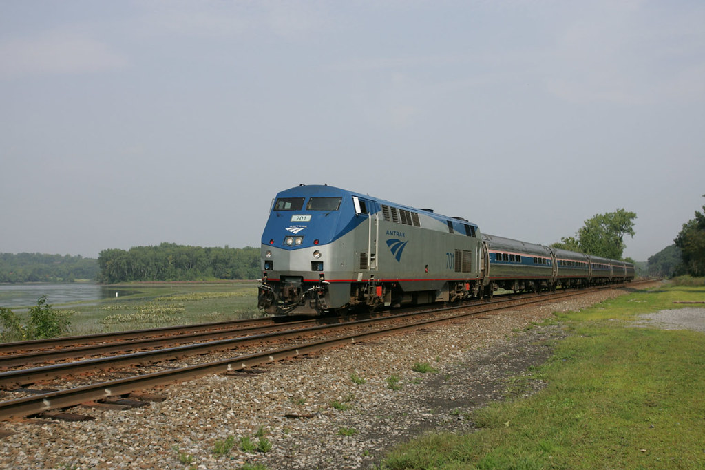 An Amtrak train travels across the U.S.