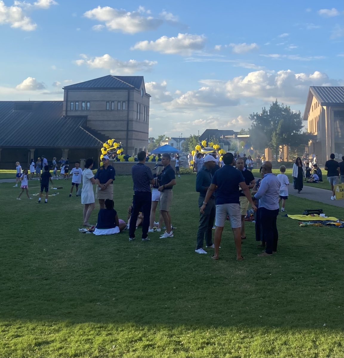 Families gather on the quad to celebrate the new year.