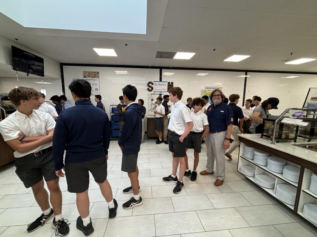 Students stand in the lunch line. Many often have to wait more than 15 minutes to get their lunch.