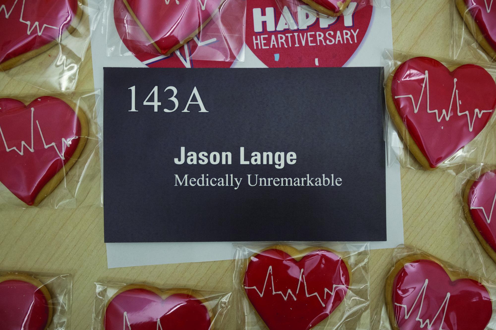 Today is marks the one year anniversary of assistant Head of Middle School Jason Lange's heart transplant so his colleagues threw him a surprise party.