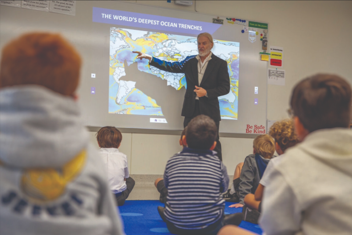 Victor Vescovo '84 recently visited with Lower School students, sharing his world travels.