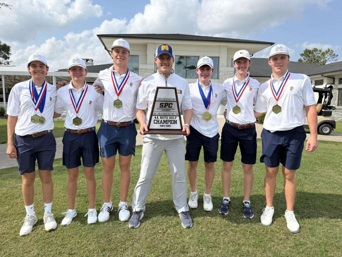 Golf celebrates with their SPC Champion trophy