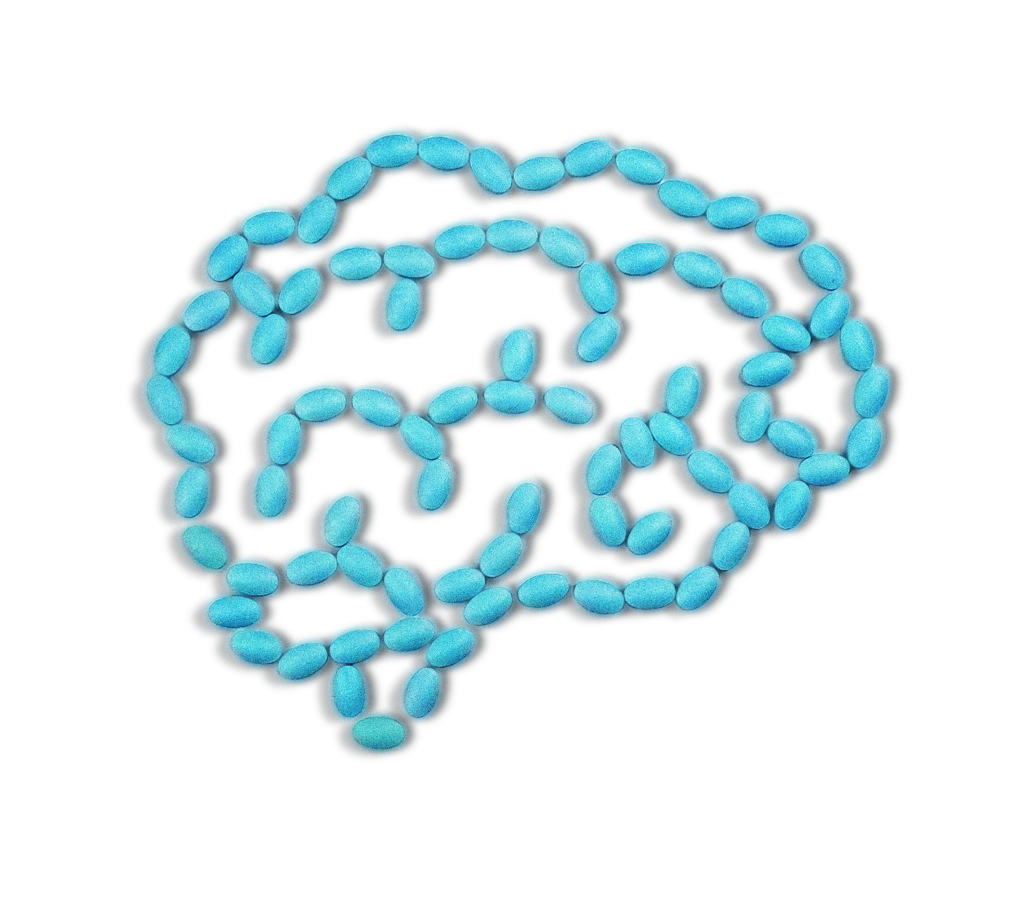 Pills outline the image of a brain
