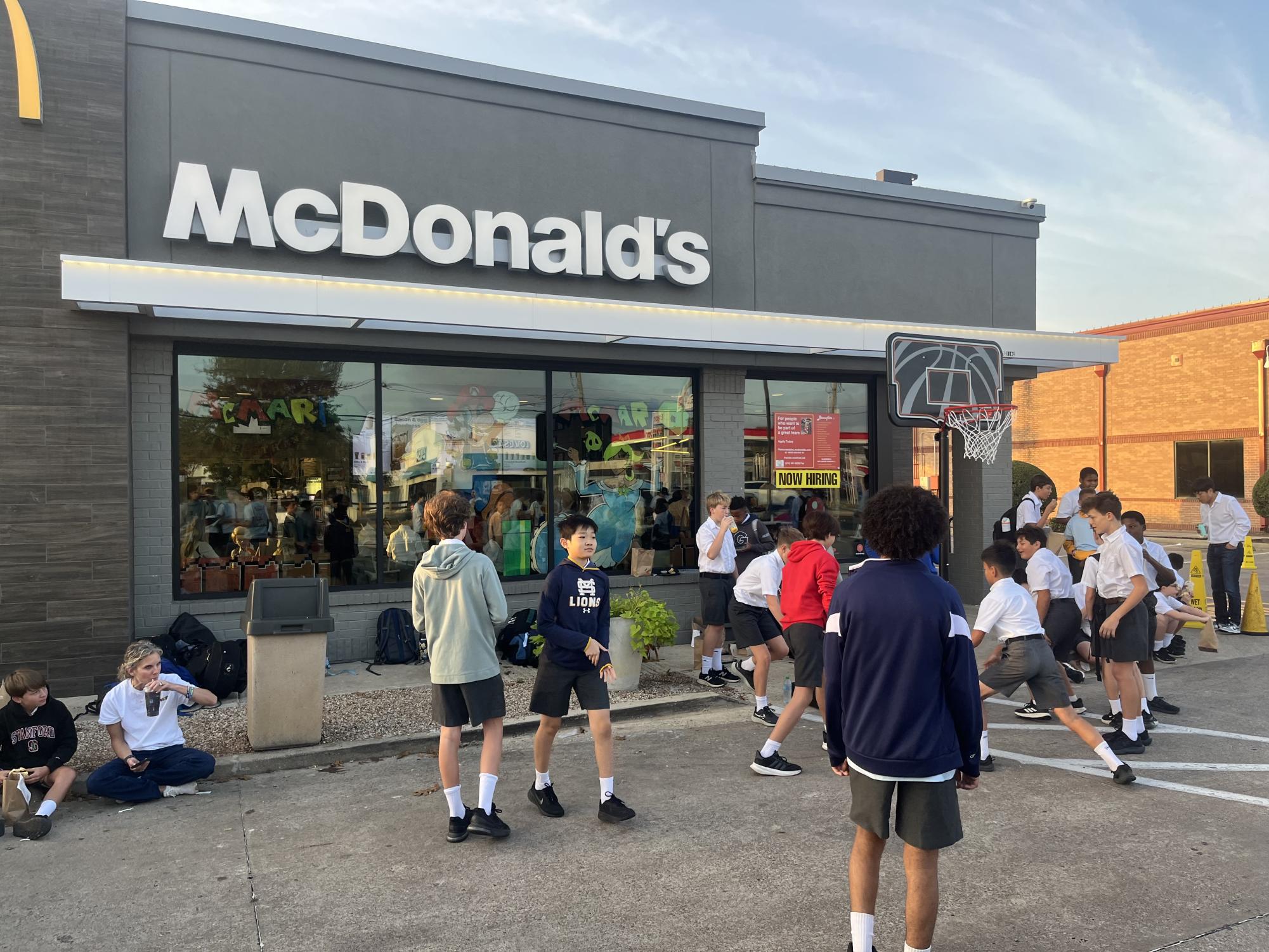 Students enjoy the Mario decorated McDonald's during all-day day.