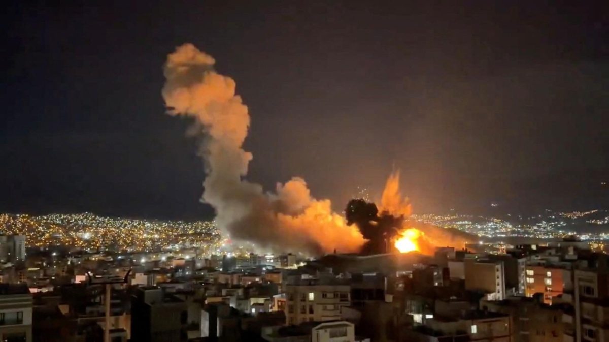 An explosion in Sanandaj, Kurdistan province, Iran, amid the U.S.-Israeli conflict with Iran, in this still image from a social media video released on March 5, 2026. 