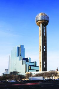 Reunion Tower, built in 1978, is a major landmark of downtown Dallas.