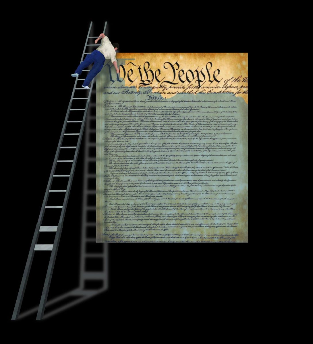 Covered with soot and weathered by time, the constitution requires continual maintenance and care from citizens to uphold its values effectively.